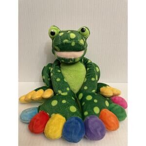 Vintage 2003 K&M Int. Frog Toad Plush Stuffed Piano Sound Musical Color Block